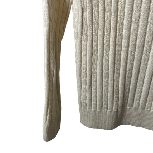 Talbots Petites Cream Cotton Wool Blend Cable Knit Sweater Size S/P - Picture 11 of 12